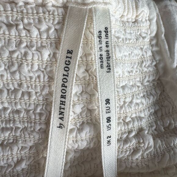 Anthropologie Bohemian Embroidered Linen Cotton Blend Crop Top Sz US 00 Aztec - Picture 6 of 8